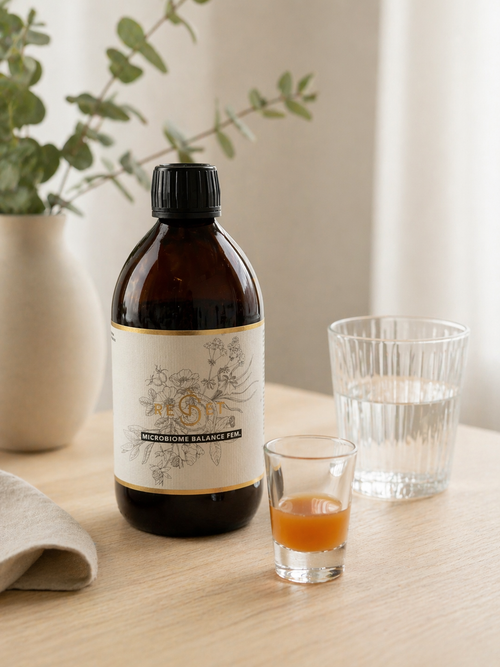 Microbiome Balance Fem Anwendung Glas Ferment Getränk